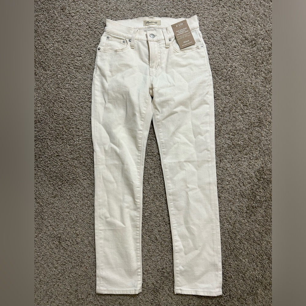 NWT Madewell The Mid-Rise Perfect Vintage Jeans Canvas White Stretch Size 23P
